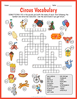 Circus Vocabulary Image Crossword thumbnail
