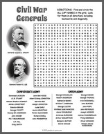 Civil War Generals Word Search thumbnail