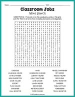 Classroom Jobs Word Search Thumbnail