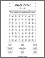 Claude Monet Word Search Thumbnail