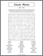 Claude Monet Word Search thumbnail