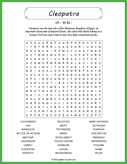 Cleopatra Word Search