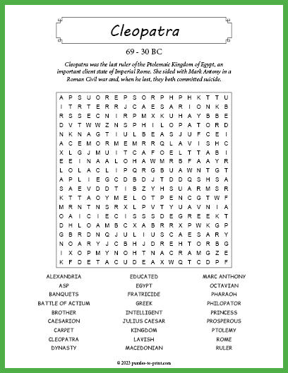 Cleopatra Word Search