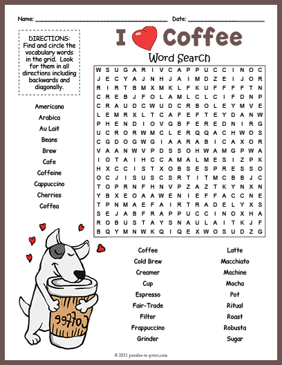 Coffee Word Search