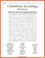 Columbian Exchange Word Search Thumbnail