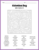 Columbus Day Word Search thumbnail