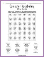 Computer Vocabulary Word Search Thumbnail