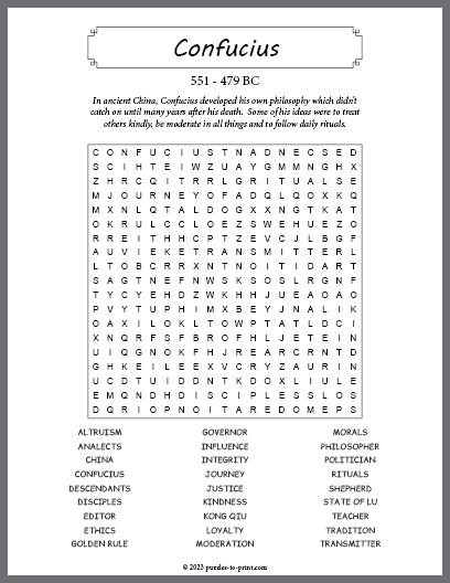 Confucius Word Search