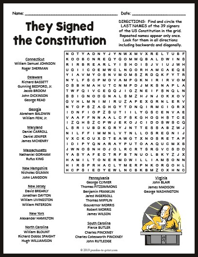 Constitution Day Word Search