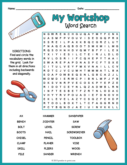Construction Tools Word Search