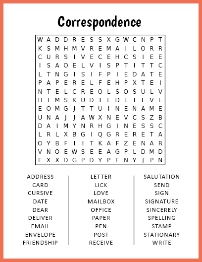 Correspondence Word Search