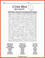 Costa Rica Word Search Thumbnail