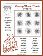 Country Music Artists Word Search thumbnail