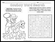 Cowboy Word Search Thumbnail
