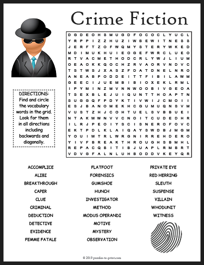 Crime Fiction Word Search