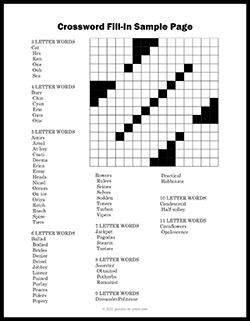 Free printable Crossword Fill In puzzle worksheet