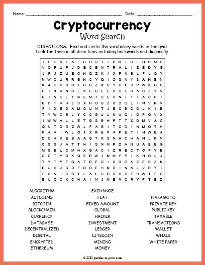 Cryptocurrency Word Search