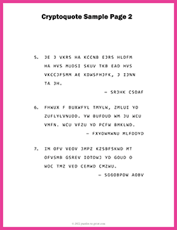 Free printable Cryptoquote Sample 2 puzzle worksheet