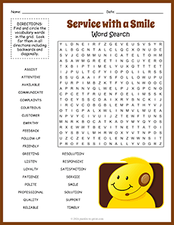 Free printable Customer Service Word Search puzzle worksheet