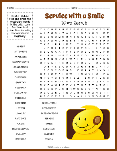 Customer Service Word Search