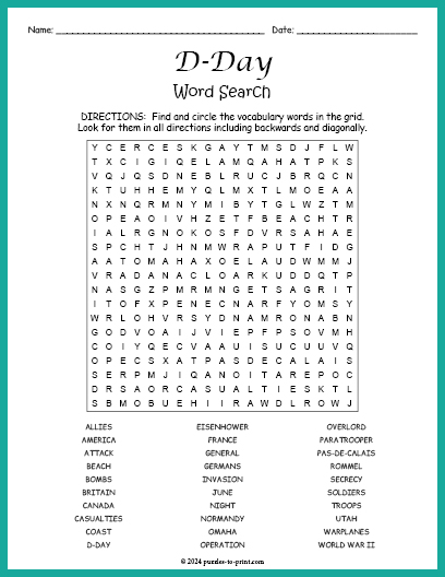 D Day Word Search