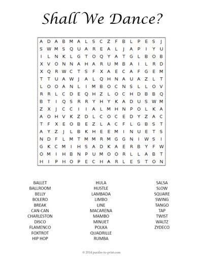 dances-word-search