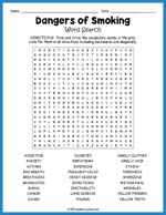 Dangers of Smoking Word Search Thumbnail