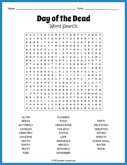 Day of the Dead Word Search