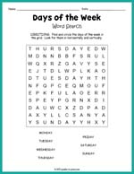 Days of the Week Word Search Thumbnail