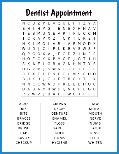 Dentist Appointment Word Search