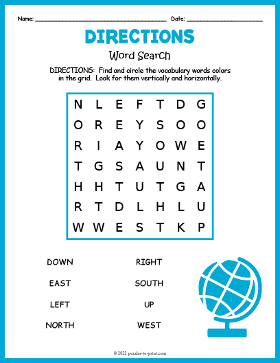 Directions Word Search