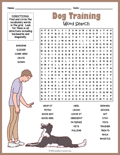 Dog Training Word Search