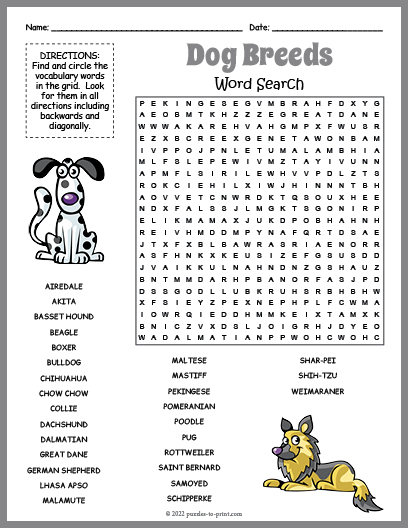 Dog Printable Puzzle for Kids