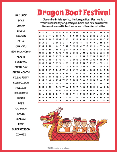 Dragon Boat Festival Word Search