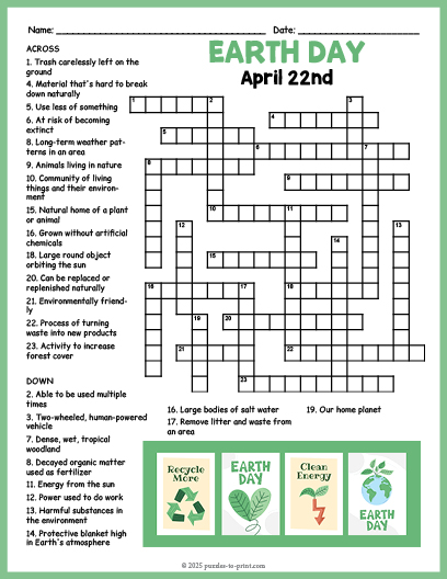 Earth Day Crossword Word Search