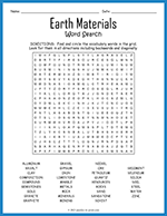Earth Materials Word Search thumbnail