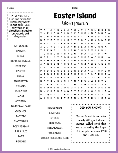 Easter Island Word Search