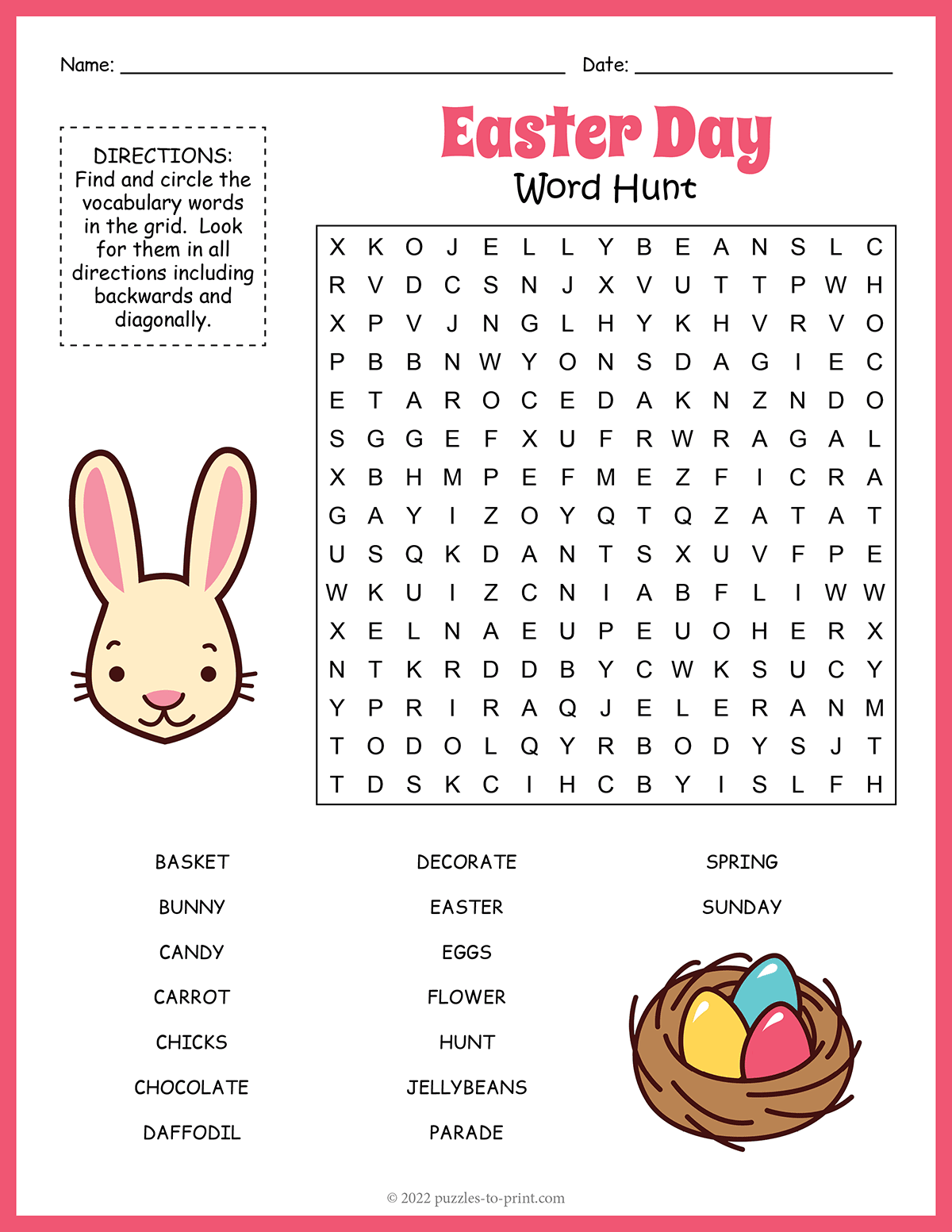 Kids Easter Word Search