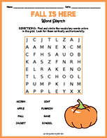 Easy Fall Word Search Thumbnail