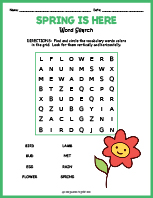 Easy Spring Word Search Thumbnail