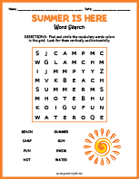 Easy Summer Word Search Thumbnail