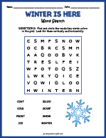 Easy Winter Word Search Thumbnail