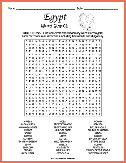 Egypt Word Search