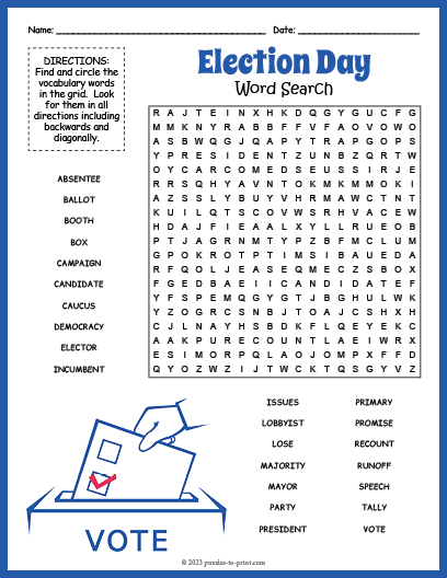 Election Day Word Search