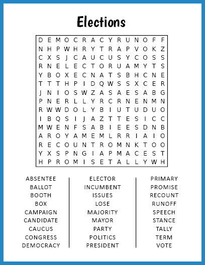 Elections Word Search