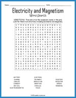 Electricity and Magnetism Word Search Thumbnail