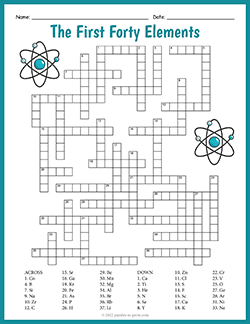Free printable Elements Crossword puzzle worksheet