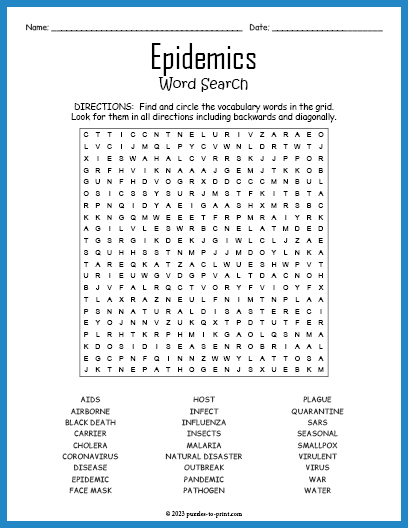 Epidemics Word Search