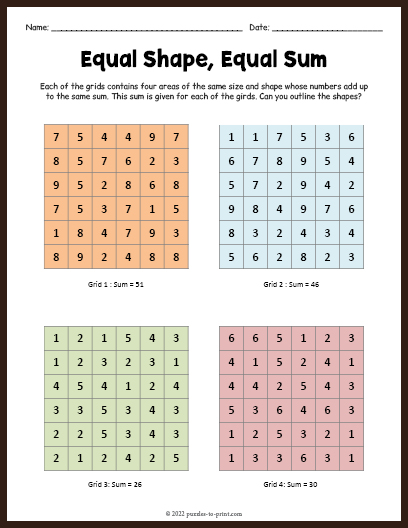 Equal Shape Sum