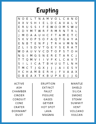 Erupting Word Search